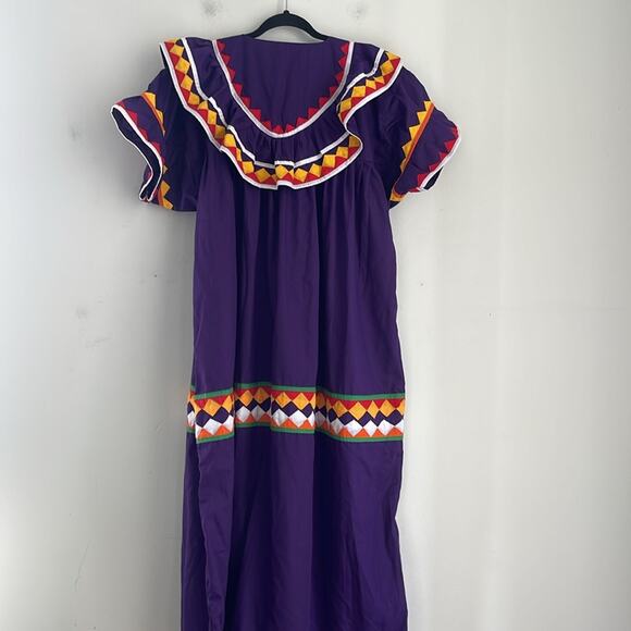 Vintage  handmade quilt pieced short sleeve maxi kaftan muumuu dress - Picture 8 of 9